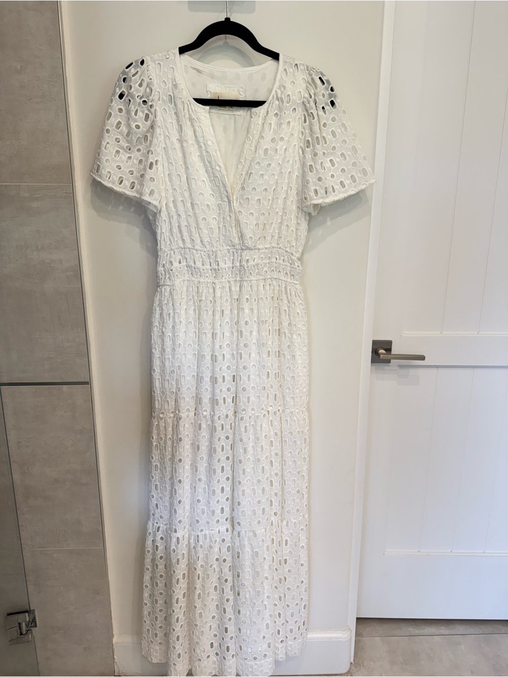 Anthropologie Somerset Maxi Dress White Eyelet Fabric Size Medium. Never worn.